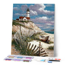 Laden Sie das Bild in den Galerie-Viewer, Diamond Painting – Haus an der Küste – 40 x 50 cm auf Keilrahmen gespannt | Figured'Art