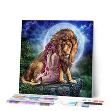 Laden Sie das Bild in den Galerie-Viewer, Diamond Painting | Diamond Painting - The Lion and the Woman | animals Diamond Painting Animals lions | FiguredArt