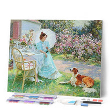 Laden Sie das Bild in den Galerie-Viewer, Diamond Painting – Frau mit Hund im Garten | Figured'Art