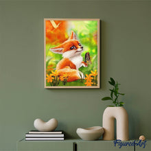 Laden Sie das Bild in den Galerie-Viewer, Diamond Painting – Fuchs und Schmetterling – 40 x 50 cm auf Keilrahmen gespannt | Figured'Art