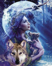 Laden Sie das Bild in den Galerie-Viewer, Diamond Painting, Frauen und Wolf