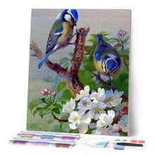 Laden Sie das Bild in den Galerie-Viewer, Diamond Painting – Blaumeise auf Ast – 40 x 50 cm auf Keilrahmen gespannt | Figured'Art