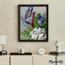 Laden Sie das Bild in den Galerie-Viewer, Diamond Painting – Blaumeise auf Ast – 40 x 50 cm auf Keilrahmen gespannt | Figured'Art