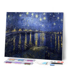 Laden Sie das Bild in den Galerie-Viewer, Diamond Painting – Van Gogh – Sternennacht über der Rhone – 40 x 50 cm auf Keilrahmen gespannt | Figured'Art