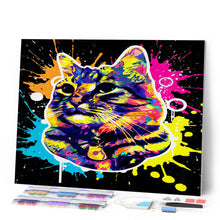 Laden Sie das Bild in den Galerie-Viewer, Diamond Painting – Katze Pop Art – 40 x 50 cm auf Keilrahmen gespannt | Figured'Art