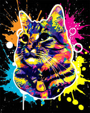 Laden Sie das Bild in den Galerie-Viewer, Diamond Painting – Katze Pop Art – 40 x 50 cm auf Keilrahmen gespannt | Figured'Art