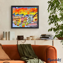 Laden Sie das Bild in den Galerie-Viewer, Diamond Painting – Buntes schweizer Dorf – 40 x 50 cm auf Keilrahmen gespannt