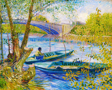 Laden Sie das Bild in den Galerie-Viewer, Diamond Painting – Angler und Boote an der Pont de Clichy – Van Gogh – 40 x 50 cm auf Keilrahmen gespannt