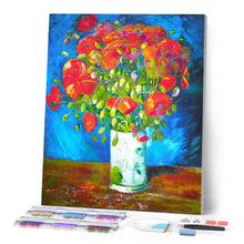Laden Sie das Bild in den Galerie-Viewer, Diamond Painting – Vase mit rotem Klatschmohn – Van Gogh – 40 x 50 cm auf Keilrahmen gespannt | Figured'Art