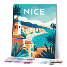 Laden Sie das Bild in den Galerie-Viewer, Diamond Painting – Reiseplakat Nizza – 40 x 50 cm auf Keilrahmen gespannt