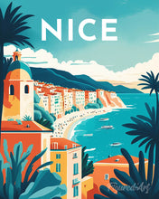 Laden Sie das Bild in den Galerie-Viewer, Diamond Painting – Reiseplakat Nizza – 40 x 50 cm auf Keilrahmen gespannt