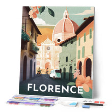Laden Sie das Bild in den Galerie-Viewer, Diamond Painting – Reiseplakat Florenz – 40 x 50 cm auf Keilrahmen gespannt