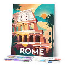 Laden Sie das Bild in den Galerie-Viewer, Diamond Painting – Reiseplakat Rom – 40 x 50 cm auf Keilrahmen gespannt