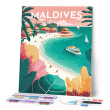 Laden Sie das Bild in den Galerie-Viewer, Diamond Painting – Reiseplakat Malediven