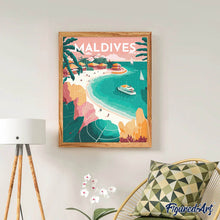 Laden Sie das Bild in den Galerie-Viewer, Diamond Painting – Reiseplakat Malediven