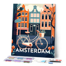 Laden Sie das Bild in den Galerie-Viewer, Diamond Painting – Reiseplakat Amsterdam – 40 x 50 cm auf Keilrahmen gespannt