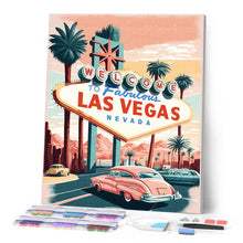 Laden Sie das Bild in den Galerie-Viewer, Diamond Painting – Reiseposter Las Vegas – 40 x 50 cm auf Keilrahmen gespannt