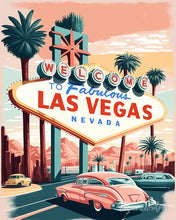 Laden Sie das Bild in den Galerie-Viewer, Diamond Painting – Reiseposter Las Vegas – 40 x 50 cm auf Keilrahmen gespannt