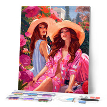 Laden Sie das Bild in den Galerie-Viewer, Diamond Painting - Schwestern in einem rosa Garten