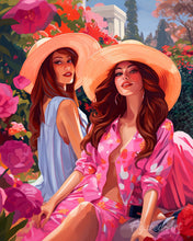 Laden Sie das Bild in den Galerie-Viewer, Diamond Painting - Schwestern in einem rosa Garten