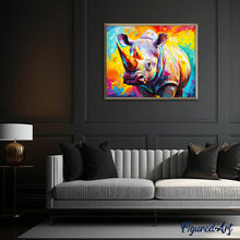 Laden Sie das Bild in den Galerie-Viewer, Diamond Painting - Nashorn Farbenfroh Abstrakt