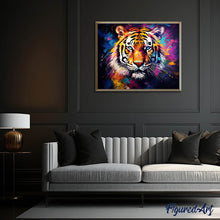 Laden Sie das Bild in den Galerie-Viewer, Diamond Painting – Tiger Farbenfroh Abstrakt – 40 x 50 cm auf Keilrahmen gespannt