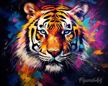 Laden Sie das Bild in den Galerie-Viewer, Diamond Painting – Tiger Farbenfroh Abstrakt – 40 x 50 cm auf Keilrahmen gespannt