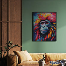 Laden Sie das Bild in den Galerie-Viewer, Diamond Painting – Pavian Farbenfroh Abstrakt – 40 x 50 cm auf Keilrahmen gespannt