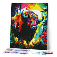 Laden Sie das Bild in den Galerie-Viewer, Diamond Painting – Bison Farbenfroh Abstrakt – 40 x 50 cm auf Keilrahmen gespannt
