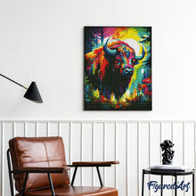 Laden Sie das Bild in den Galerie-Viewer, Diamond Painting – Bison Farbenfroh Abstrakt – 40 x 50 cm auf Keilrahmen gespannt
