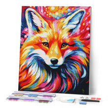 Laden Sie das Bild in den Galerie-Viewer, Diamond Painting – Fuchs Farbenfroh Abstrakt – 40 x 50 cm auf Keilrahmen gespannt