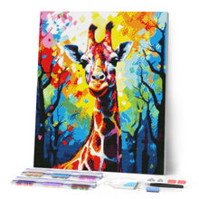 Laden Sie das Bild in den Galerie-Viewer, Diamond Painting – Giraffe Farbenfroh Abstrakt – 40 x 50 cm auf Keilrahmen gespannt