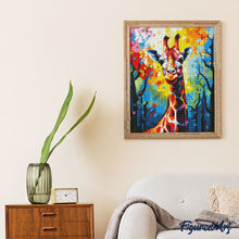 Laden Sie das Bild in den Galerie-Viewer, Diamond Painting – Giraffe Farbenfroh Abstrakt – 40 x 50 cm auf Keilrahmen gespannt