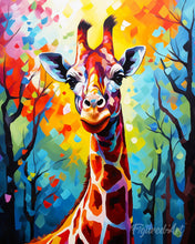 Laden Sie das Bild in den Galerie-Viewer, Diamond Painting – Giraffe Farbenfroh Abstrakt – 40 x 50 cm auf Keilrahmen gespannt