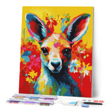 Laden Sie das Bild in den Galerie-Viewer, Diamond Painting – Känguru Farbenfroh Abstrakt – 40 x 50 cm auf Keilrahmen gespannt
