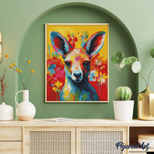 Laden Sie das Bild in den Galerie-Viewer, Diamond Painting – Känguru Farbenfroh Abstrakt – 40 x 50 cm auf Keilrahmen gespannt