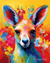 Laden Sie das Bild in den Galerie-Viewer, Diamond Painting – Känguru Farbenfroh Abstrakt – 40 x 50 cm auf Keilrahmen gespannt