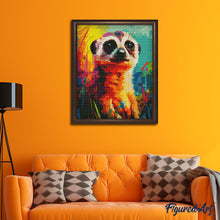 Laden Sie das Bild in den Galerie-Viewer, Diamond Painting – Erdmännchen Farbenfroh Abstrakt – 40 x 50 cm auf Keilrahmen gespannt