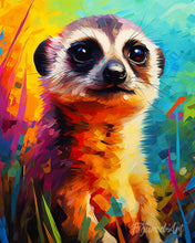 Laden Sie das Bild in den Galerie-Viewer, Diamond Painting – Erdmännchen Farbenfroh Abstrakt – 40 x 50 cm auf Keilrahmen gespannt