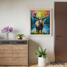 Laden Sie das Bild in den Galerie-Viewer, Diamond Painting – Elch Farbenfroh Abstrakt – 40 x 50 cm auf Keilrahmen gespannt