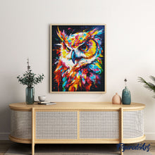 Laden Sie das Bild in den Galerie-Viewer, Diamond Painting – Eule Farbenfroh Abstrakt – 40 x 50 cm auf Keilrahmen gespannt