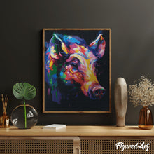 Laden Sie das Bild in den Galerie-Viewer, Diamond Painting – Wildschwein Farbenfroh Abstrakt – 40 x 50 cm auf Keilrahmen gespannt