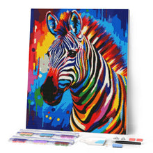 Laden Sie das Bild in den Galerie-Viewer, Diamond Painting - Zebra Farbenfroh Abstrakt