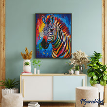 Laden Sie das Bild in den Galerie-Viewer, Diamond Painting – Zebra Farbenfroh Abstrakt – 40 x 50 cm auf Keilrahmen gespannt