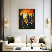 Laden Sie das Bild in den Galerie-Viewer, Diamond Painting - Art-Deco-Auto in New York – 40 x 50 cm auf Keilrahmen gespannt