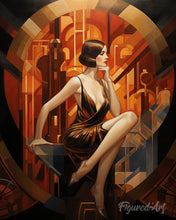 Laden Sie das Bild in den Galerie-Viewer, Diamond Painting – Sitzende Art-Deco-Frau