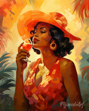 Laden Sie das Bild in den Galerie-Viewer, Diamond Painting - Art-Deco-Frau mit einem Glas – 40 x 50 cm auf Keilrahmen gespannt