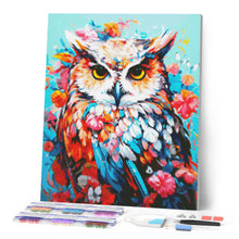 Laden Sie das Bild in den Galerie-Viewer, Diamond Painting - Bunte Eule in voller Blüte
