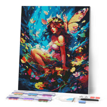 Laden Sie das Bild in den Galerie-Viewer, Diamond Painting - Fee und Schmetterlinge – 40 x 50 cm auf Keilrahmen gespannt