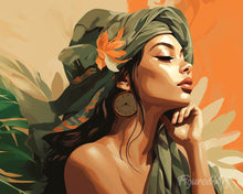 Laden Sie das Bild in den Galerie-Viewer, Diamond Painting - Frau im Afrikanischen Turban – 40 x 50 cm auf Keilrahmen gespannt